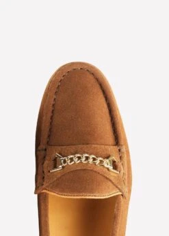 Fairfax & Favor Ladies Suede Apsley Loafers - Tan -Throstlenest Store apsleytan4