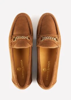 Fairfax & Favor Ladies Suede Apsley Loafers - Tan -Throstlenest Store apsleytan5