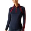 Ariat Sunstopper 3.0 1/4 Zip Baselayer - Navy/Red