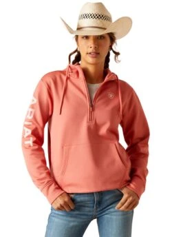 Ariat Tek 1/2 Zip Hoodie - Faded Rose