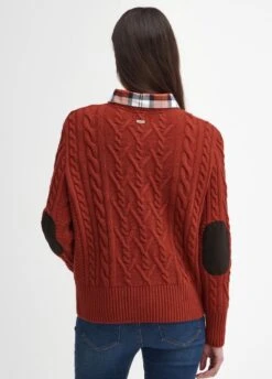 Barbour Solway Cable-Knit Jumper - Spiced Pumpkin -Throstlenest Store barbour solway pumpkin 2rdy