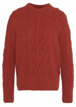 Barbour Solway Cable-Knit Jumper - Spiced Pumpkin -Throstlenest Store barbour solway pumpkin 3rdy