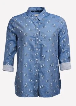 Barbour Ladies Scallop Shirt - Chambray 8 Barbour Ladies Scallop Shirt - Chambray -Throstlenest Store chambray2