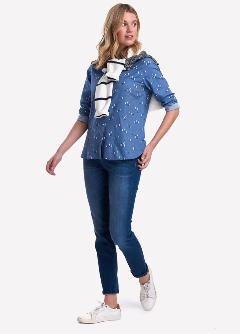 Barbour Ladies Scallop Shirt - Chambray 2 Barbour Ladies Scallop Shirt - Chambray - Image 2