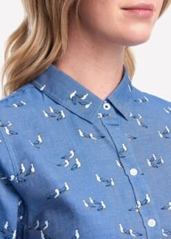 Barbour Ladies Scallop Shirt - Chambray 11 Barbour Ladies Scallop Shirt - Chambray -Throstlenest Store chambray5