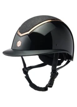 Charles Owen EQx Kylo Wide Peak Gloss & Sparkly Hat - Black/Rose Gold