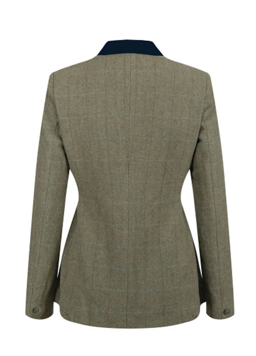 Equetech Ladies Thornborough Tweed Riding Jacket - Green 2 Equetech Ladies Thornborough Tweed Riding Jacket - Green - Image 2