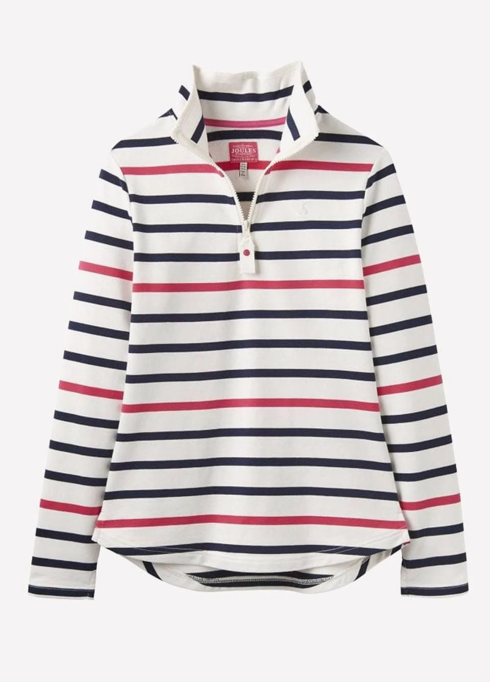 Joules Ladies Fairdale Sweatshirt - Navy Raspberry Stripe 1 Joules Ladies Fairdale Sweatshirt - Navy Raspberry Stripe