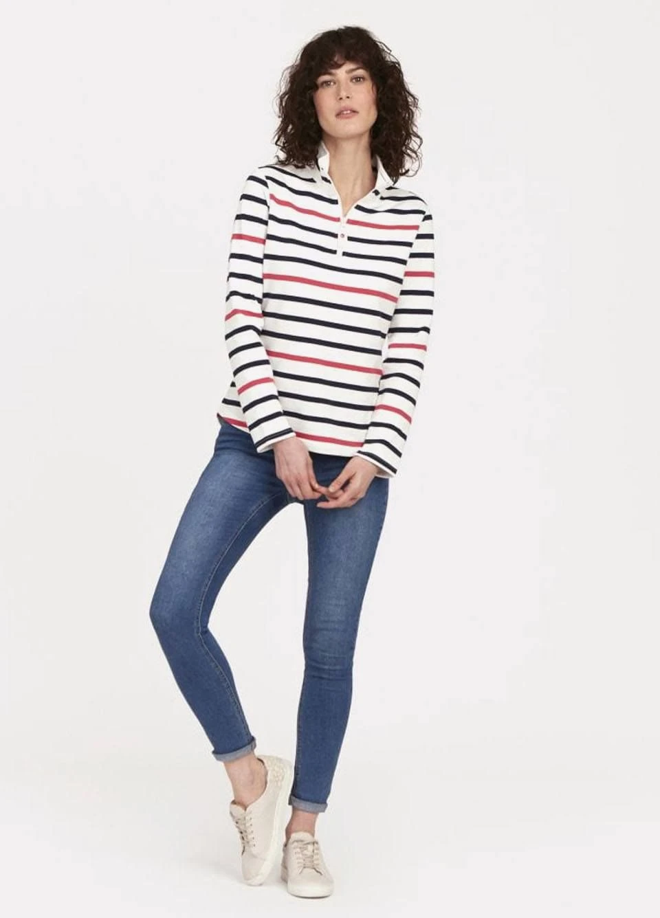 Joules Ladies Fairdale Sweatshirt - Navy Raspberry Stripe 2 Joules Ladies Fairdale Sweatshirt - Navy Raspberry Stripe - Image 2