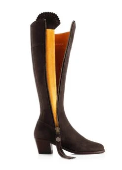 Fairfax & Favor Heeled Regina Narrow Fit Suede Boot - Chocolate -Throstlenest Store ff heel regina narrow choc 4rdy