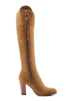 Fairfax & Favor High Heeled Regina Narrow Fit Suede Boot - Tan