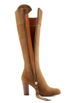 Fairfax & Favor High Heeled Regina Narrow Fit Suede Boot - Tan -Throstlenest Store ff narrow regina tan 4rdy
