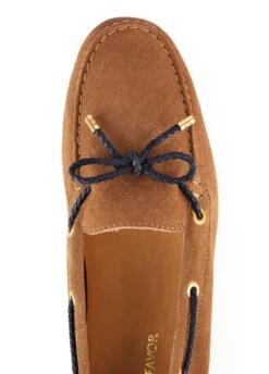 Fairfax & Favor Suede Henley Driving Shoe - Tan/Navy -Throstlenest Store ffhenleytan5rdy