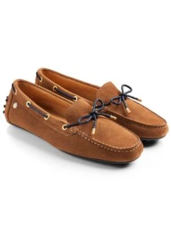 Fairfax & Favor Suede Henley Driving Shoe - Tan/Navy -Throstlenest Store ffhenleytanrdy