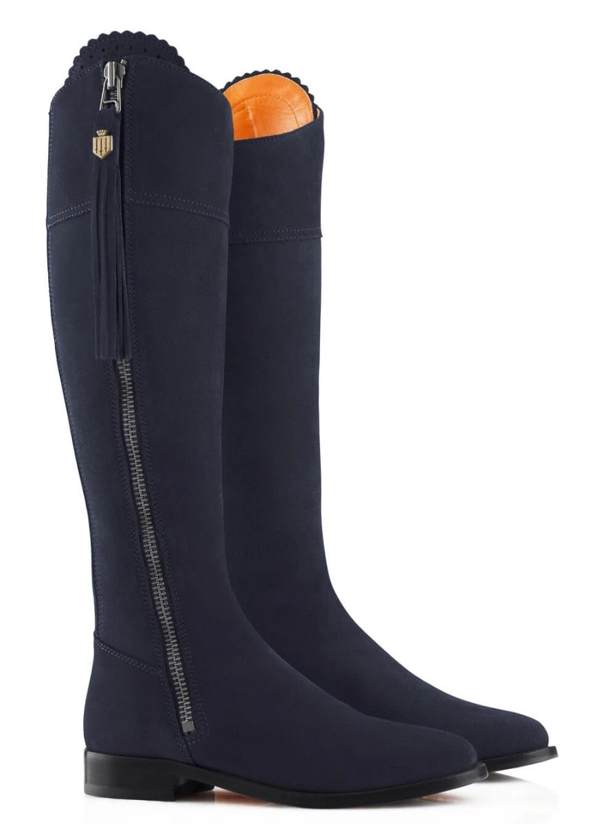 Fairfax & Favor Suede Flat Regina - Navy 2 Fairfax & Favor Suede Flat Regina - Navy - Image 2