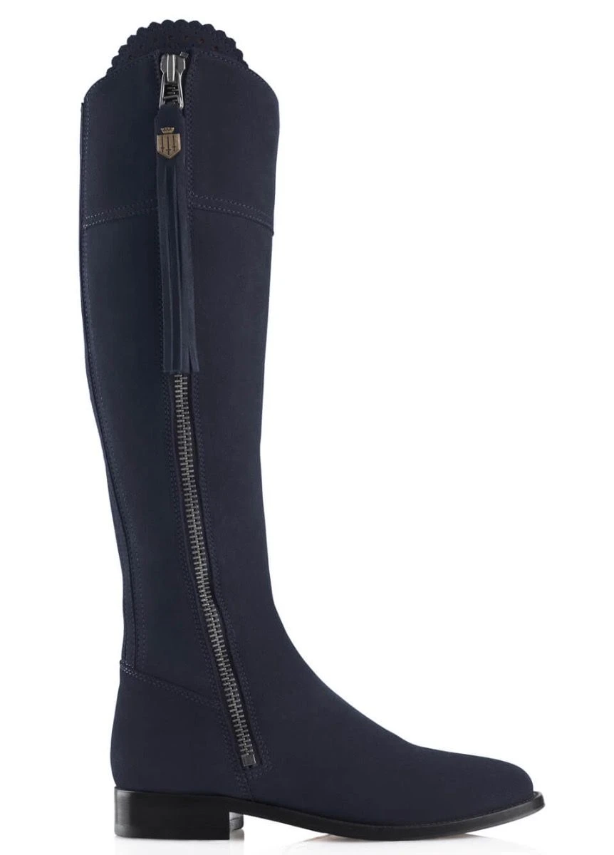 Fairfax & Favor Suede Flat Regina - Navy 1 Fairfax & Favor Suede Flat Regina - Navy