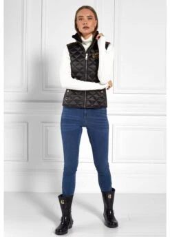 Holland Cooper Diamond Quilt Classic Gilet - Khaki -Throstlenest Store hcgiletkhaki3rdy