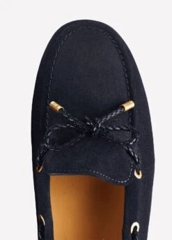 Fairfax & Favor Ladies Suede Henley Driving Shoe - Navy -Throstlenest Store hennav6