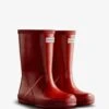 Hunter Kids First Gloss Wellingtons - Military Red