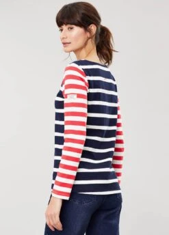 Joules Womens Harbour Jersey Top - Navy Cream Stripe -Throstlenest Store joules harbour navycreamstripe4