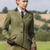 Equetech Ladies Launton Deluxe Tweed Riding Jacket - Green