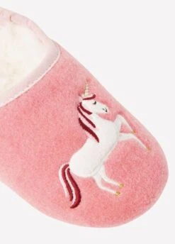 Joules Junior Slippet Felt Mule Slippers - Pink Unicorn -Throstlenest Store pinkunicorn2 1