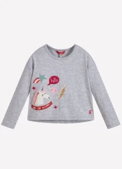 Joules Junior Raya Jersey Top - Grey Marl