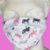 Spartan Cotton Face Cover - Pleated - Pink Horses