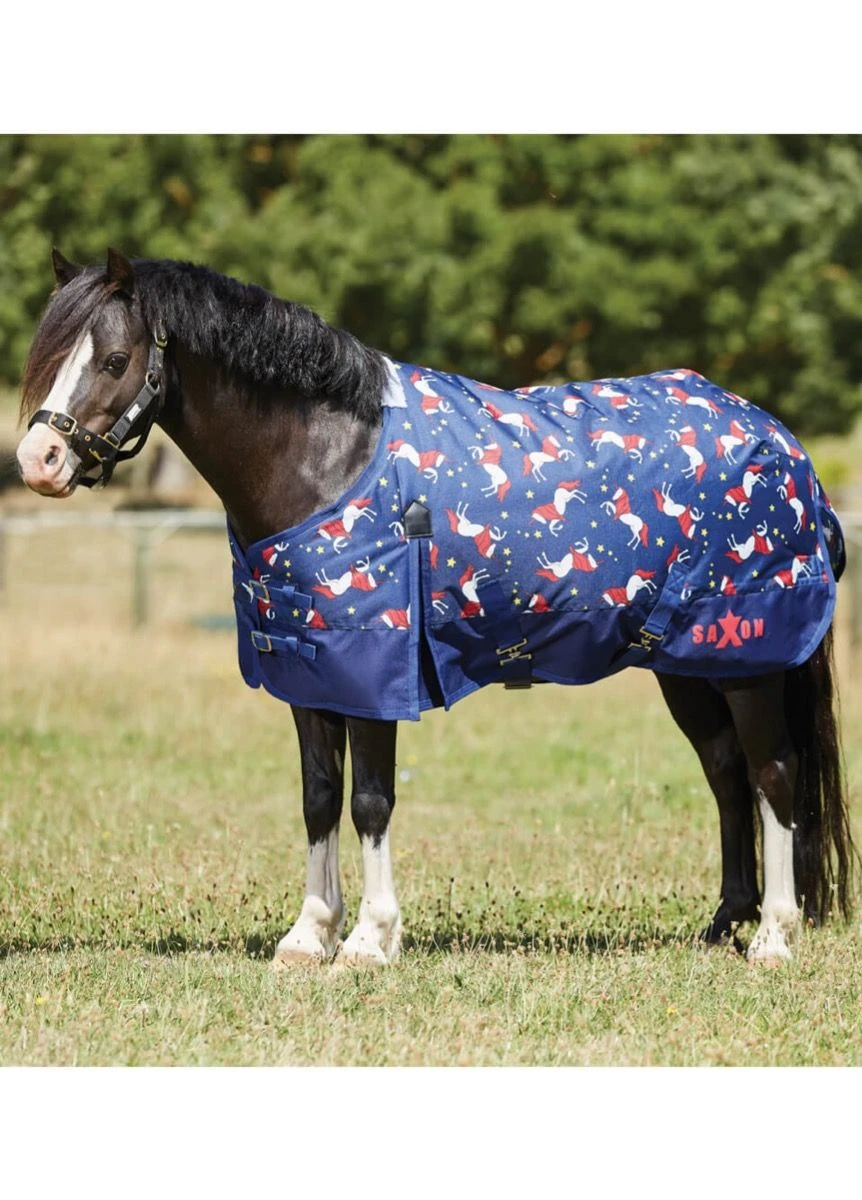 Saxon 600D Pony Standard Neck Medium - Blue Unicorn Print 1 Saxon 600D Pony Standard Neck Medium - Blue Unicorn Print