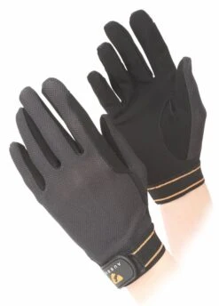 Shires Aubrion Childs Mesh Riding Gloves - Black